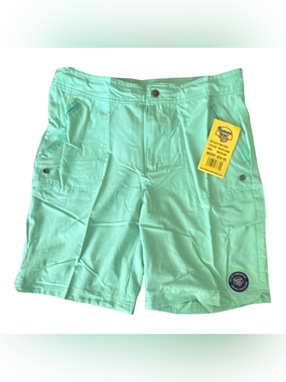 Banana Boat Men's Green SEAFOAM Shorts Medium UPF 50+ Back Pocket + Front zip